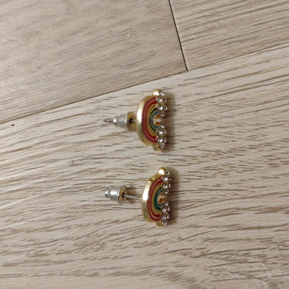 Rainbow Stud Earrings with Crystals